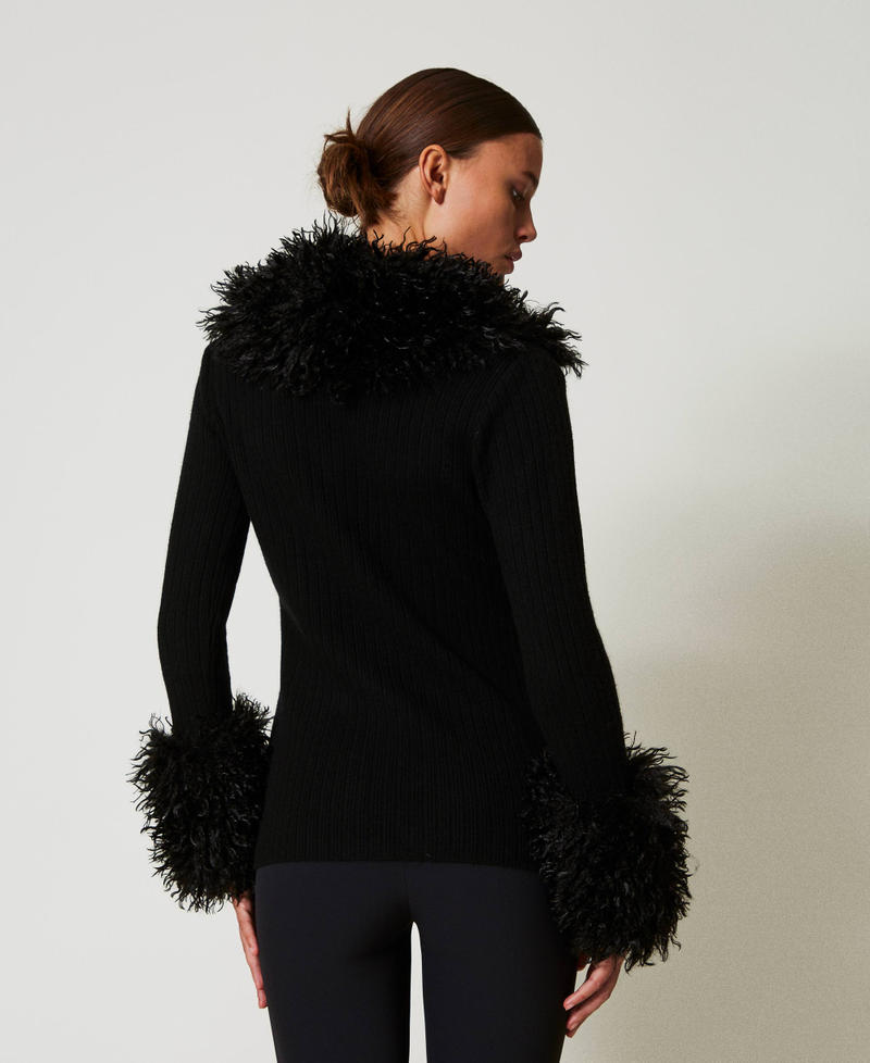 Scee by twin set Cardigan in misto lana e faux fur Pezzi Unici