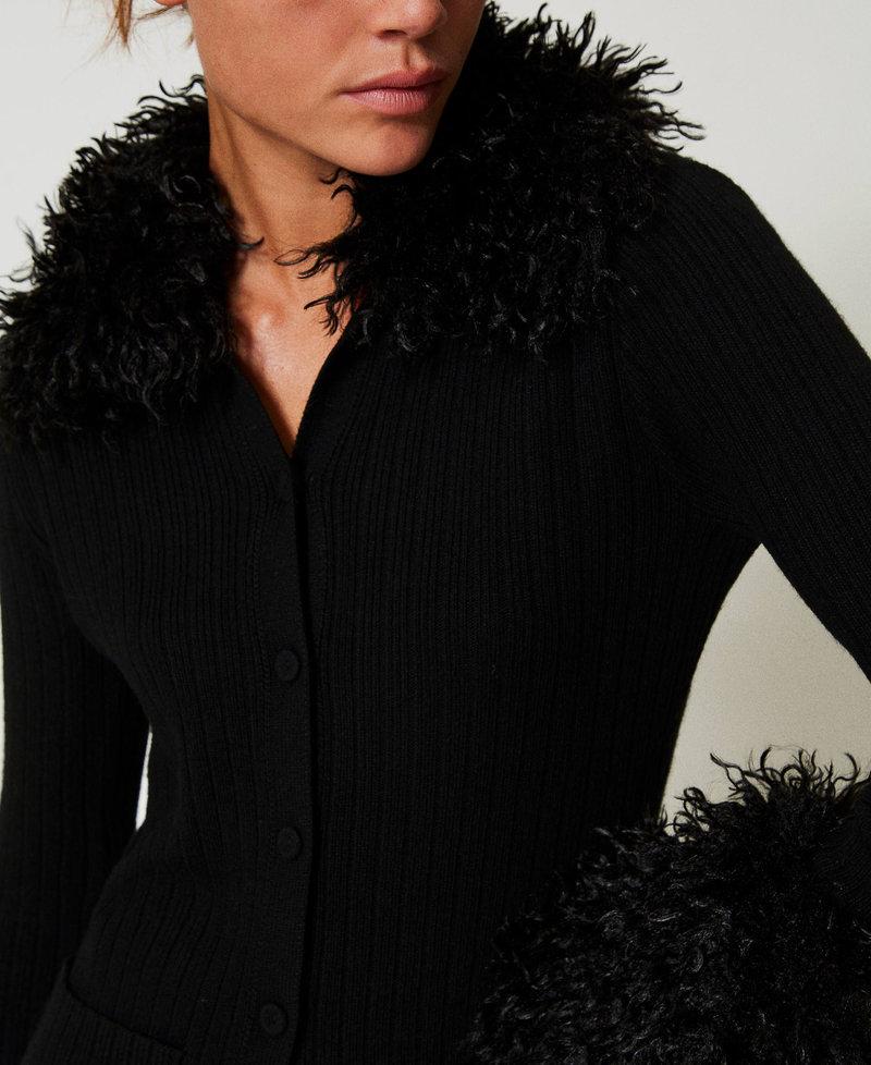Scee by twin set Cardigan in misto lana e faux fur Pezzi Unici