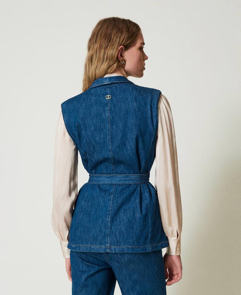 Scee by twin set Gilet in jeans con cintura Soddisfazione Garantita