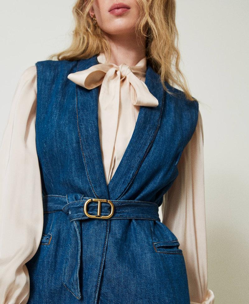 Scee by twin set Gilet in jeans con cintura Soddisfazione Garantita