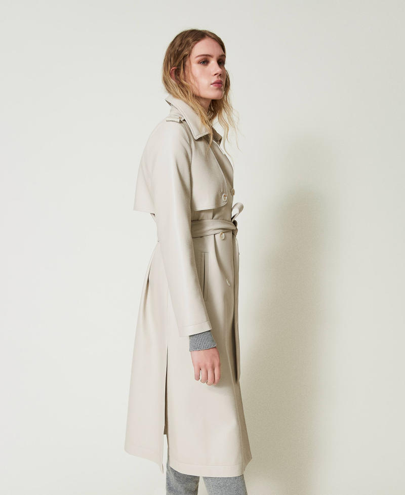 Scee by twin set Trench lungo spalmato con cintura Consegna Veloce