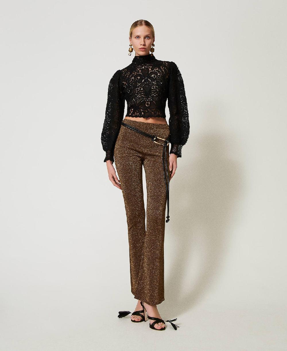 Scee by twin set Pantaloni flare in maglia con lurex Fino Al -60%
