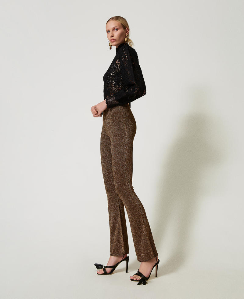 Scee by twin set Pantaloni flare in maglia con lurex Fino Al -60%