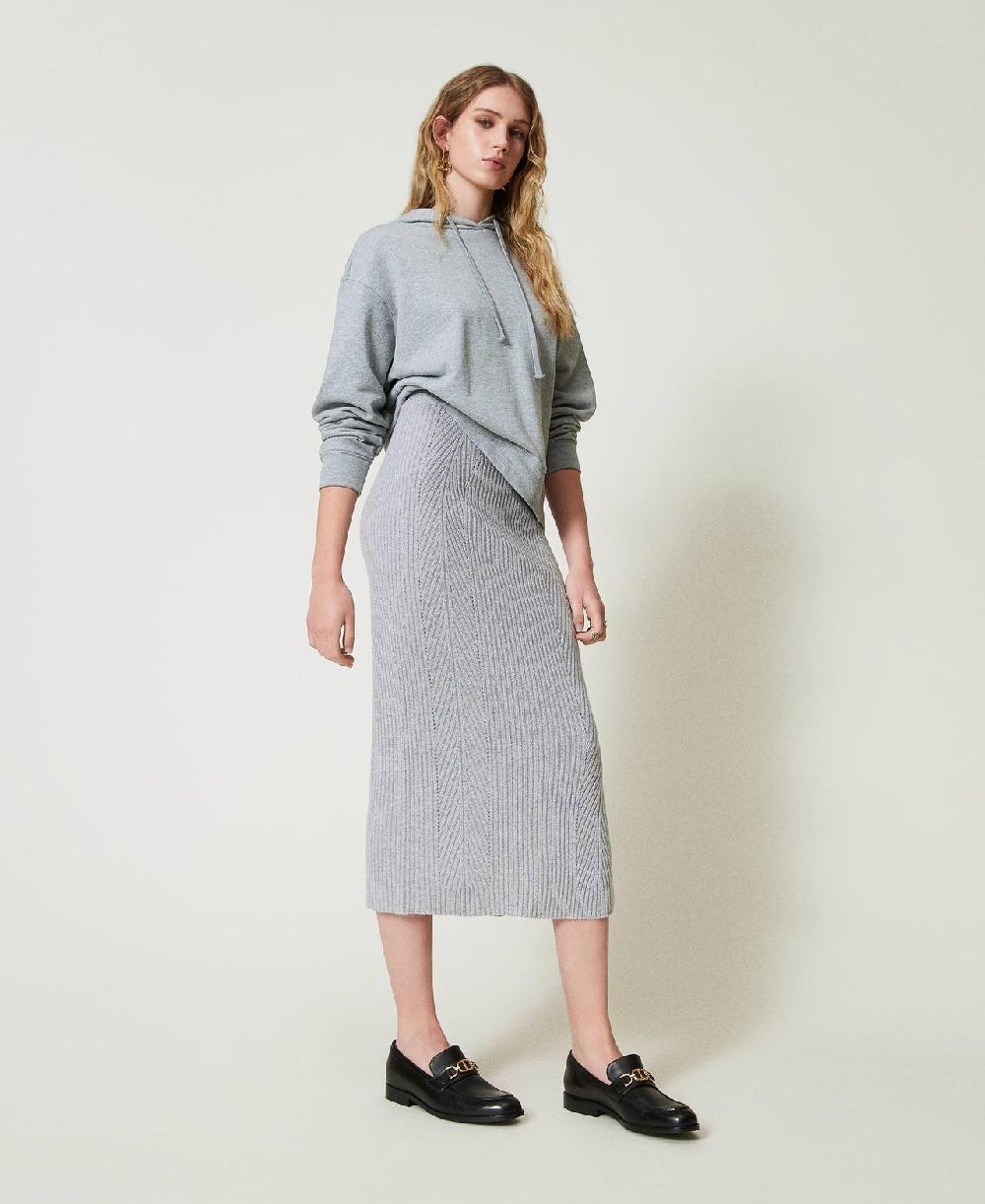 Scee by twin set Gonna longuette in maglia misto lana e lurex Prezzo Ridotto
