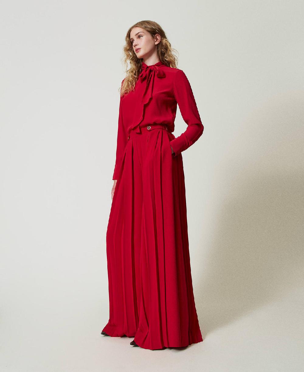 Scee by twin set Pantaloni in crêpe plissé con bottoni Novità