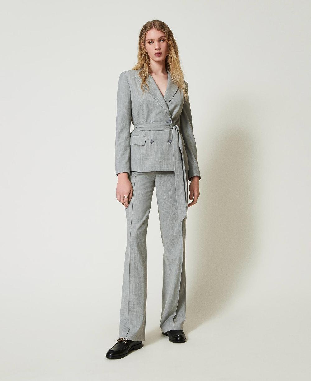 Scee by twin set Pantaloni in misto lana con piega In Vendita