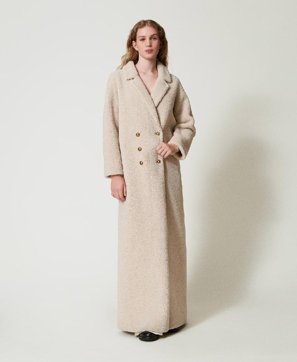 Scee by twin set Cappotto lungo doppiopetto in faux fur Saldi