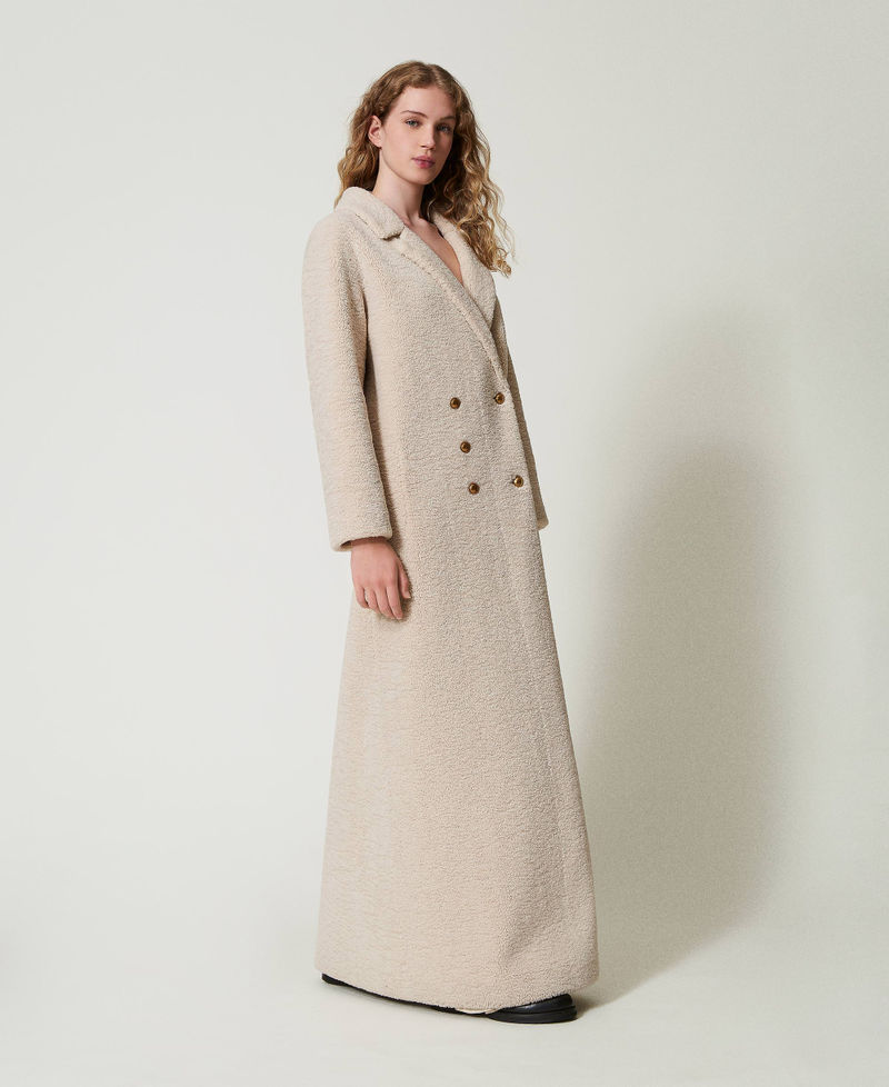 Scee by twin set Cappotto lungo doppiopetto in faux fur Saldi