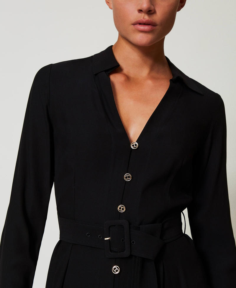 Scee by twin set Abito lungo chemisier in crêpe georgette Offerte
