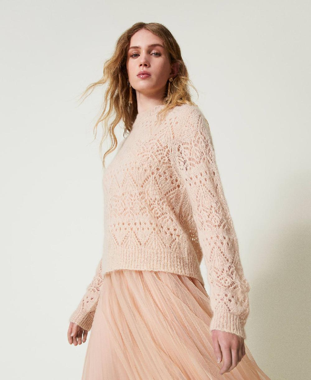 Scee by twin set Maglia in misto mohair mix di punti Saldi Di Fabbrica