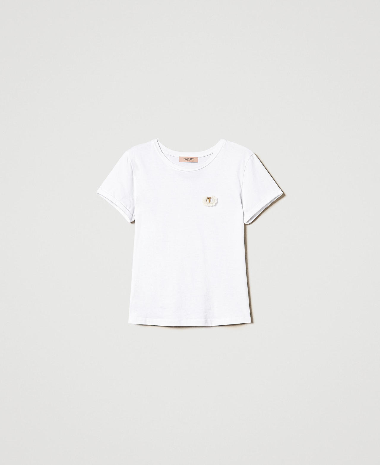 Scee by twin set T-shirt fitted con spilla crochet I Più Venduti