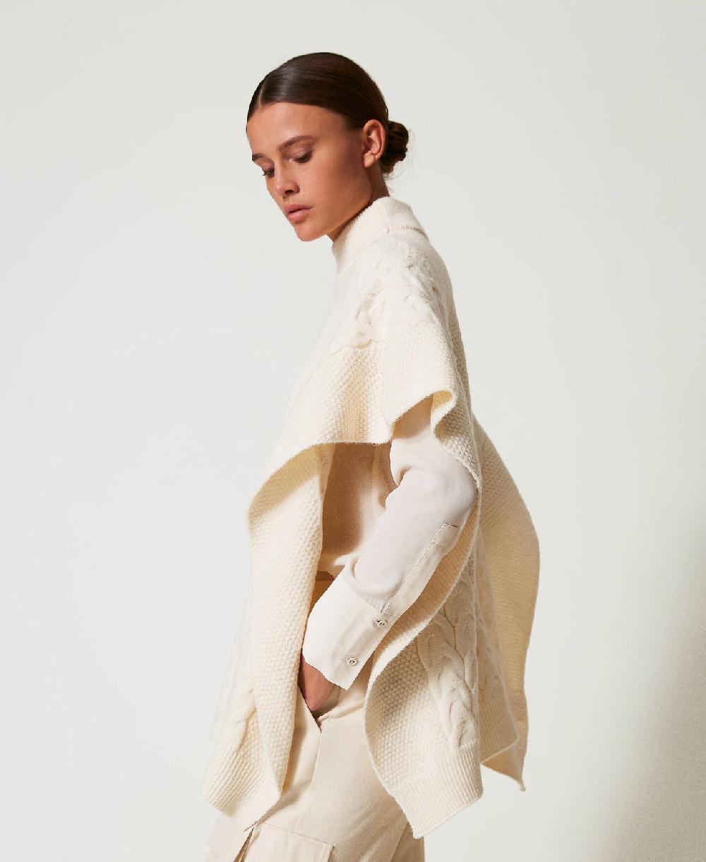 Scee by twin set Poncho in maglia con trecce Vendite Flash
