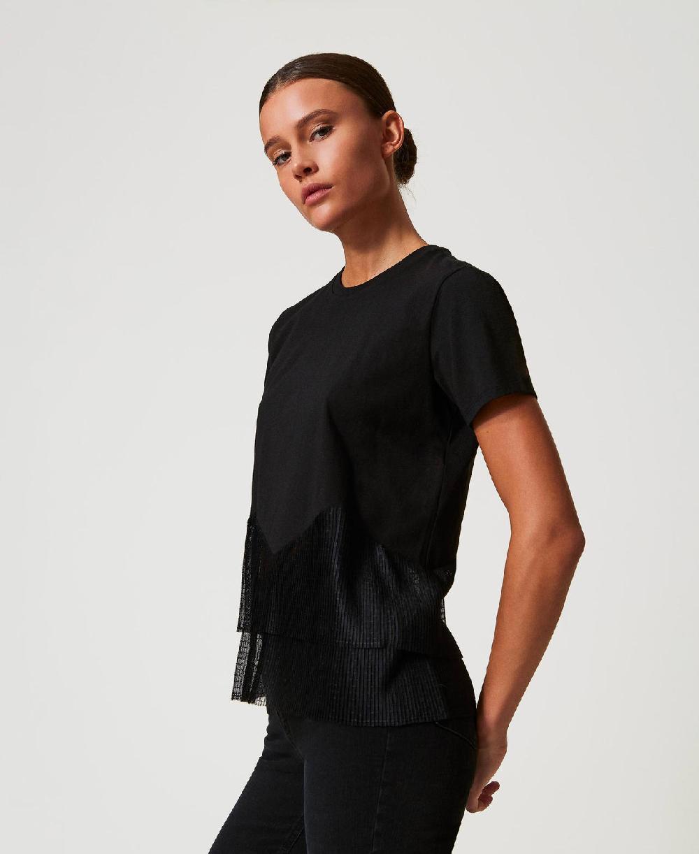 Scee by twin set T-shirt con balze in tulle Negozio