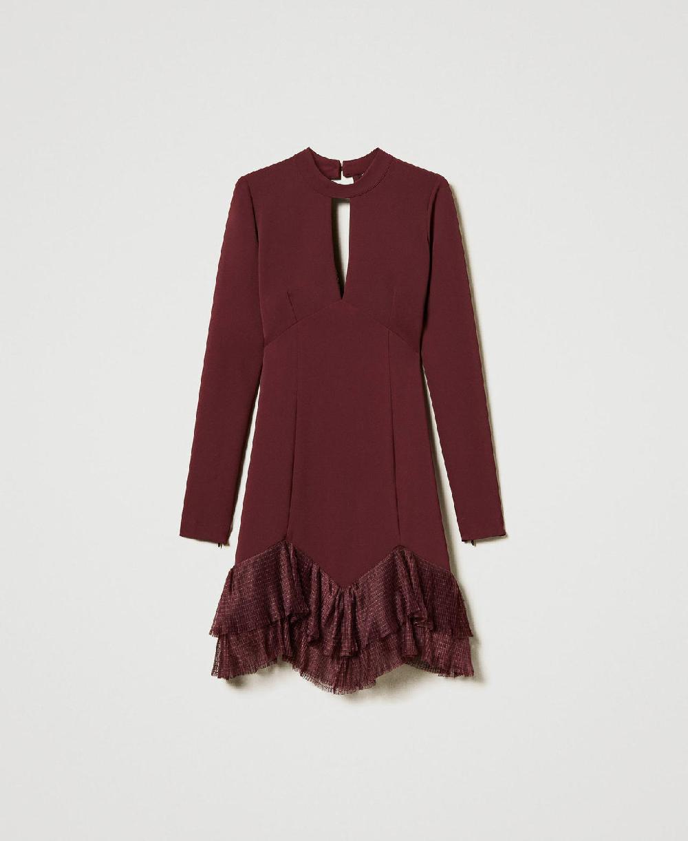 Scee by twin set Abito corto con balze plissé in tulle Offerta speciale