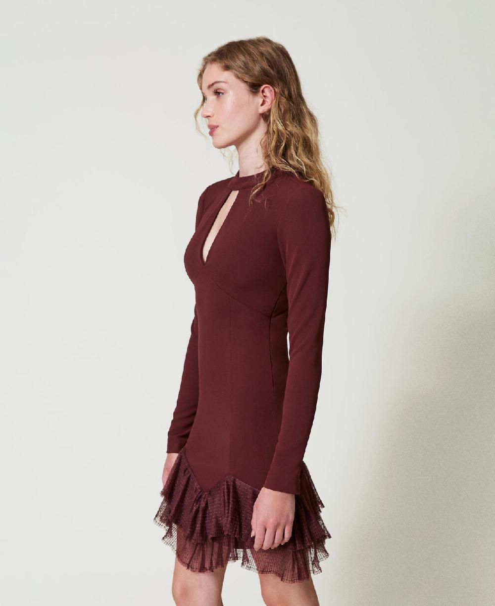 Scee by twin set Abito corto con balze plissé in tulle Offerta speciale