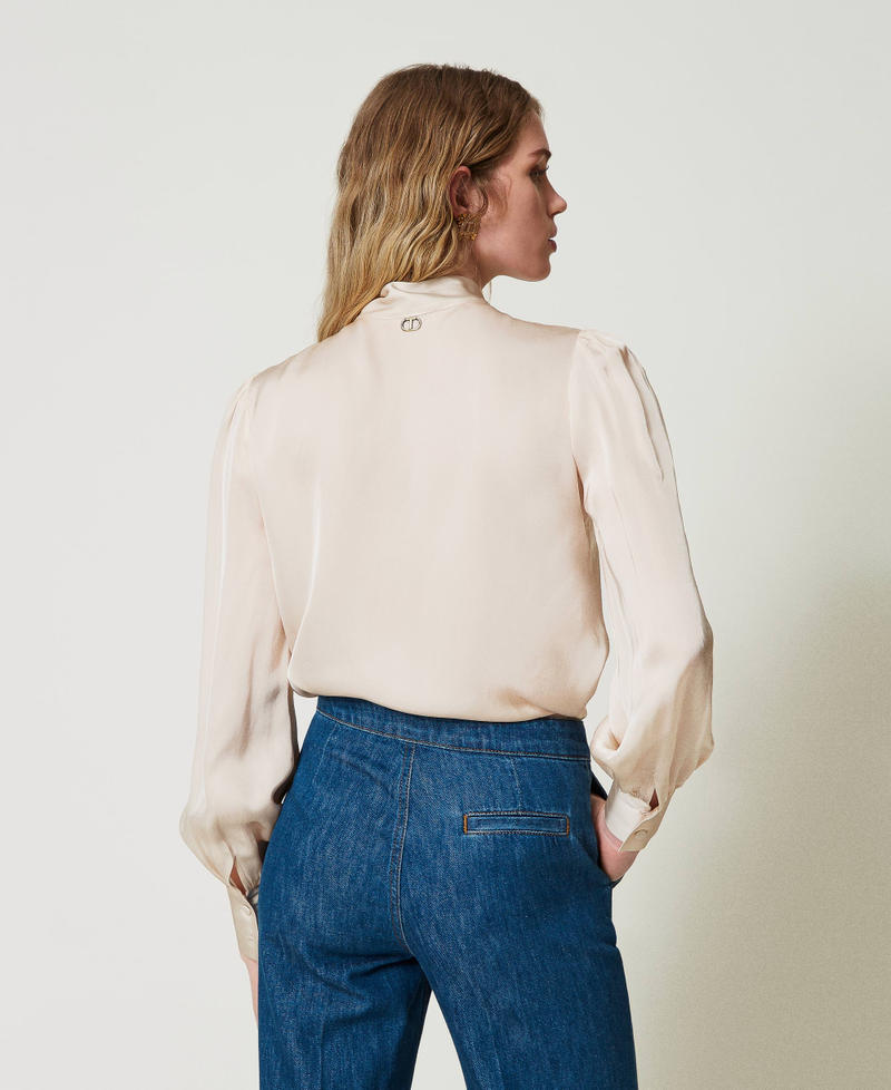 Scee by twin set Camicia in raso con fiocco Flash Sale