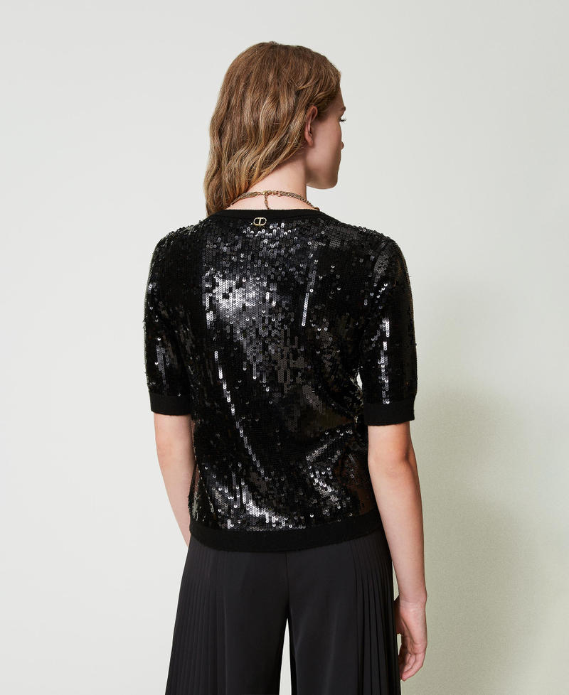 Scee by twin set Maglia con ricamo in full paillettes Offerta per la Festa della Mamma