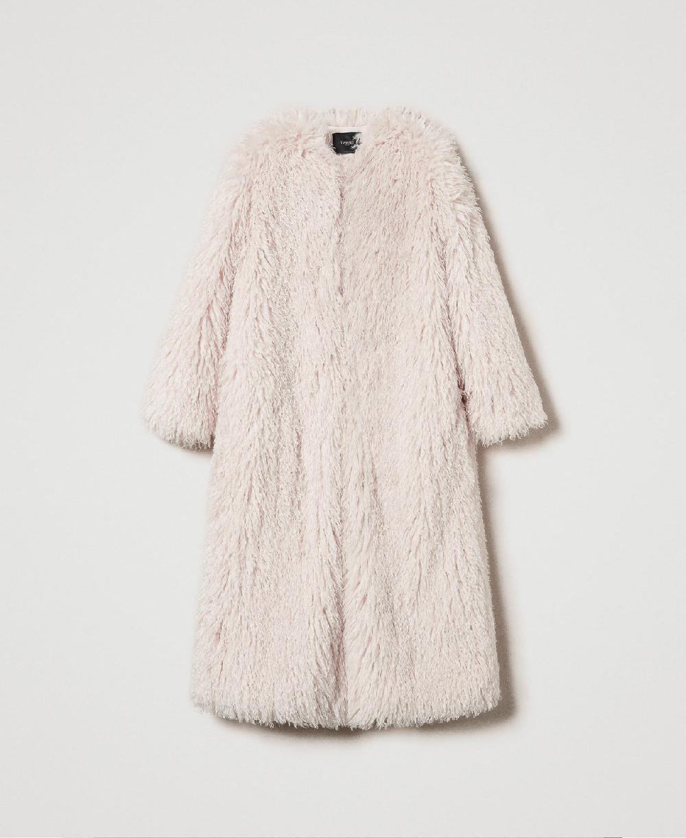Scee by twin set Cappotto lungo in faux fur Smaltimento dello stoccaggio