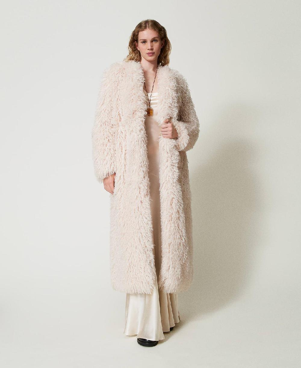 Scee by twin set Cappotto lungo in faux fur Smaltimento dello stoccaggio