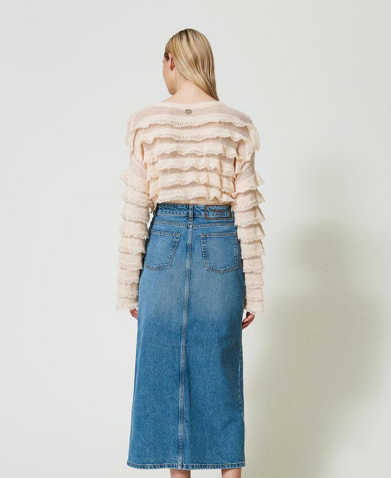 Scee by twin set Gonna longuette in jeans con spacco Online Outlet