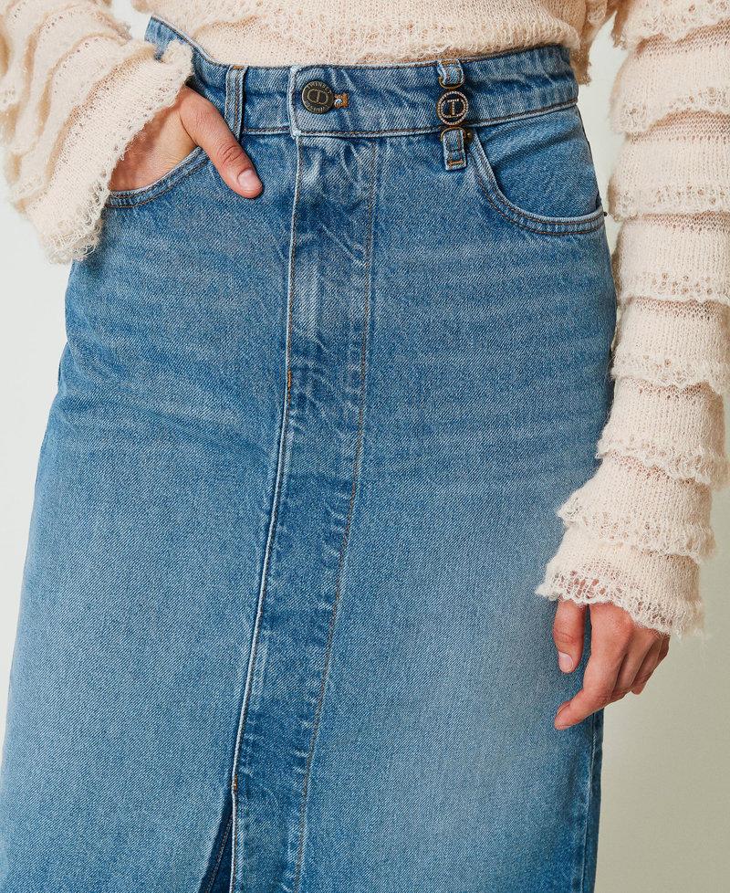 Scee by twin set Gonna longuette in jeans con spacco Online Outlet