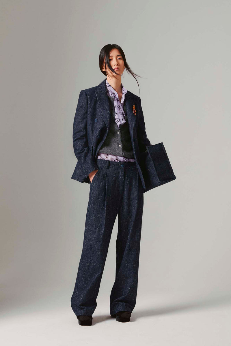 Shirtaporter PANTALONI AMPI IN DENIM JACQUARD In Saldo