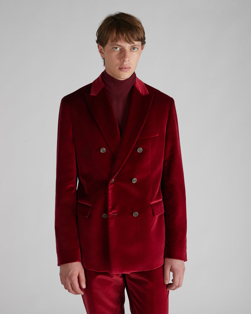 Slowear Giacca doppiopetto slim fit in velluto In Linea