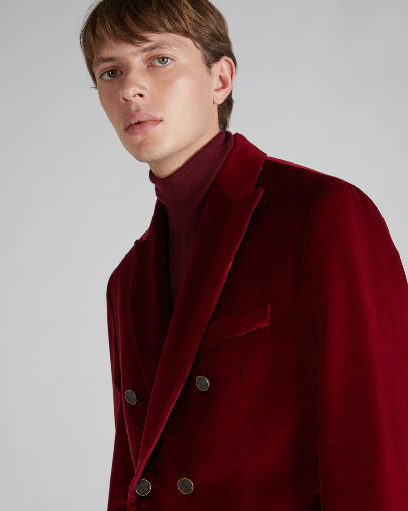 Slowear Giacca doppiopetto slim fit in velluto In Linea