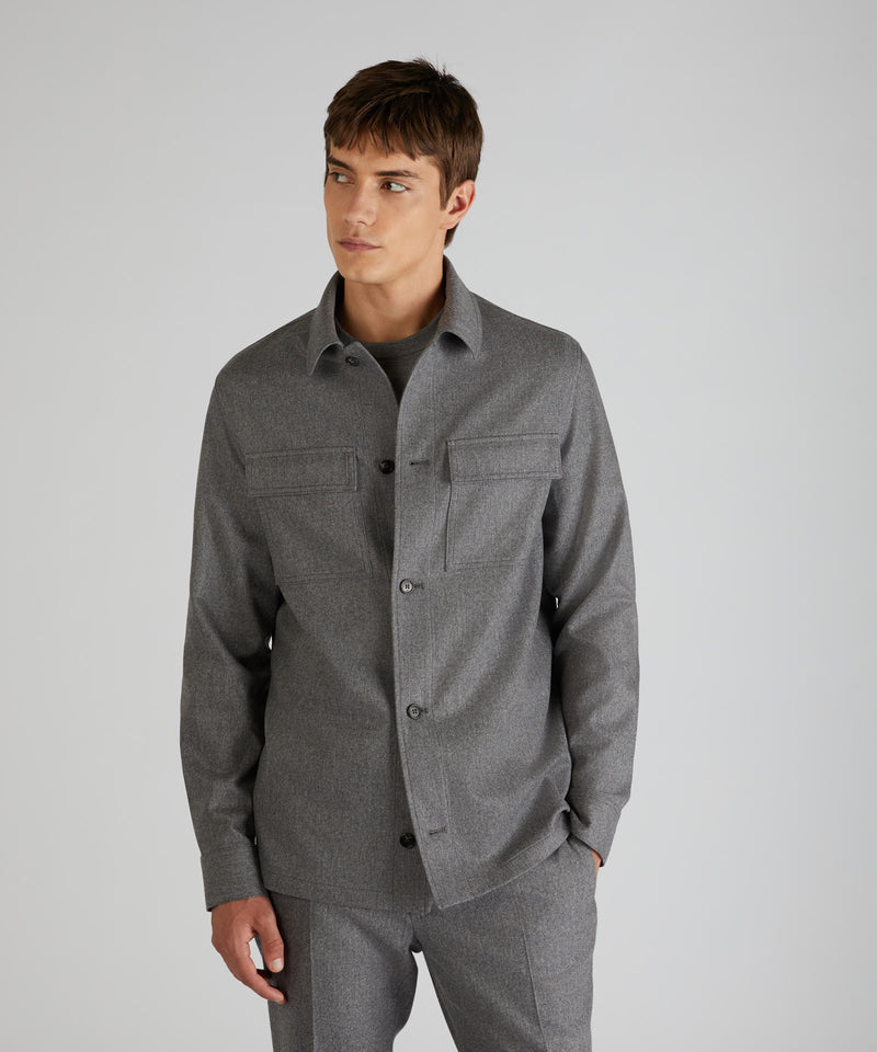 Slowear Overshirt in flanella di lana e cashmere Vendite Flash