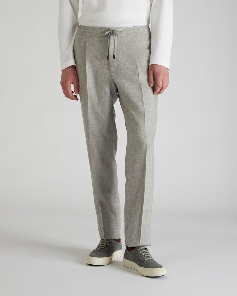 Slowear Pantalone tapered fit in flanella di lana e cashmere Prezzo Ridotto