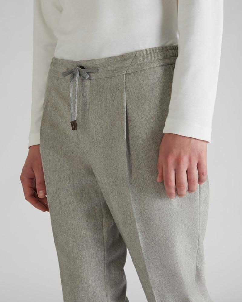 Slowear Pantalone tapered fit in flanella di lana e cashmere Prezzo Ridotto