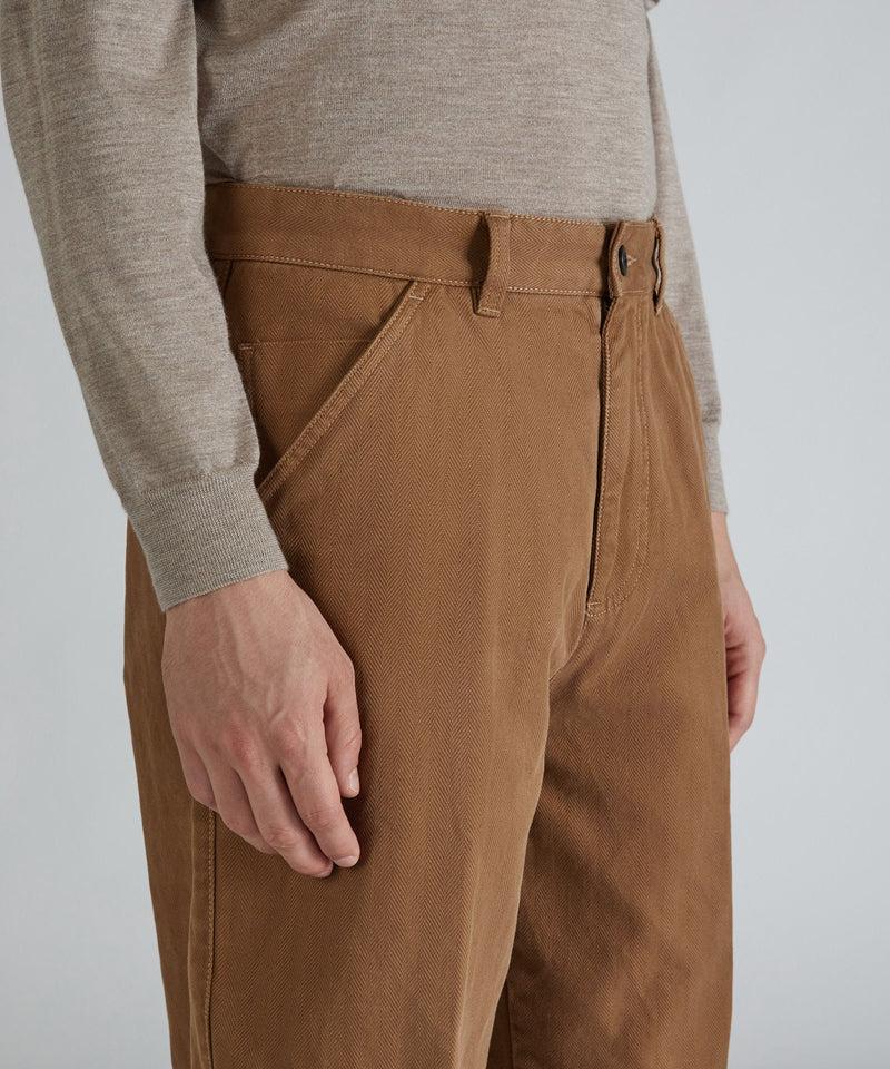 Slowear Pantalone carrot fit in chevron di cotone Offerta