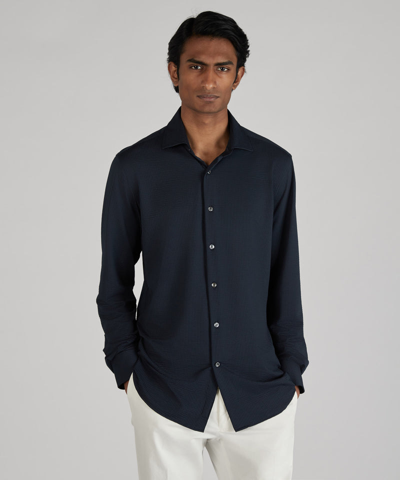 Slowear Camicia slim fit wash & wear in jersey tecnico Vendita Calda