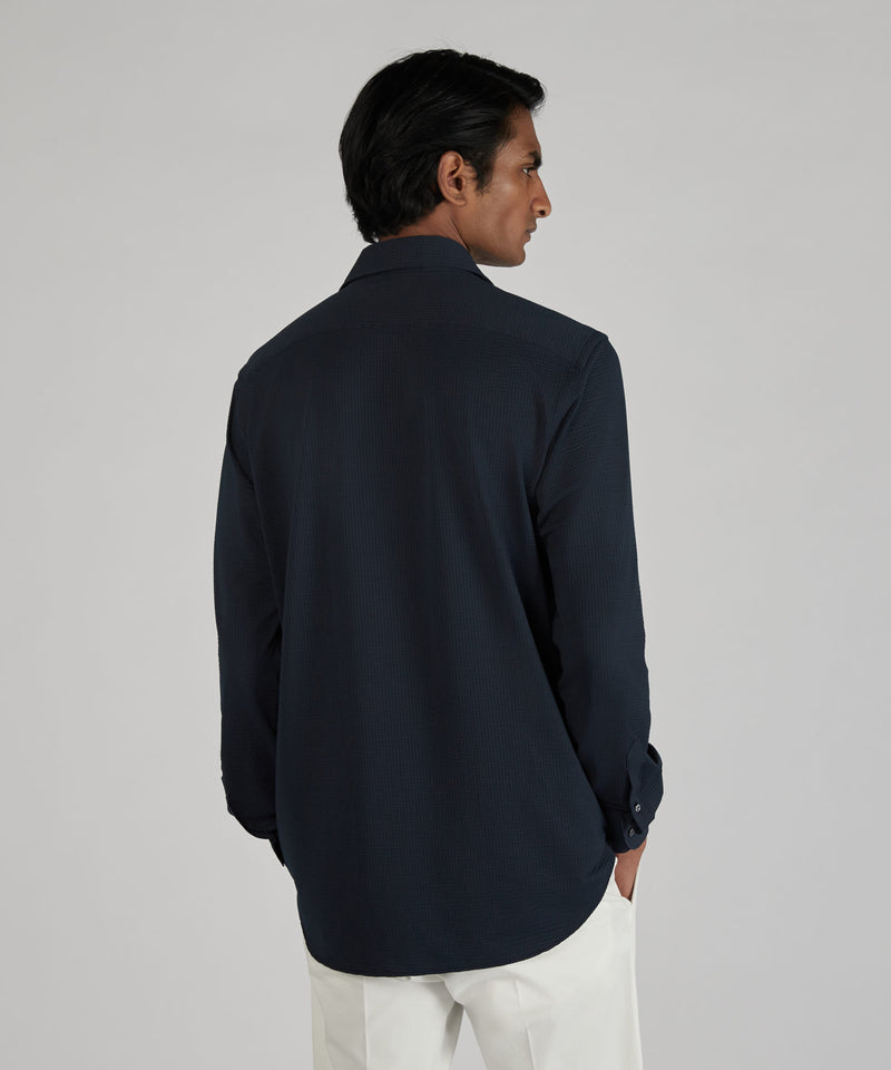 Slowear Camicia slim fit wash & wear in jersey tecnico Vendita Calda
