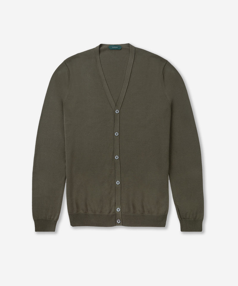 Slowear Cardigan slim fit in cotone crêpe certificato