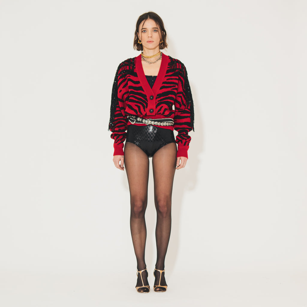 Sveta Milano Cardigan corto Dakota con frange in paillettes Acquista Ora