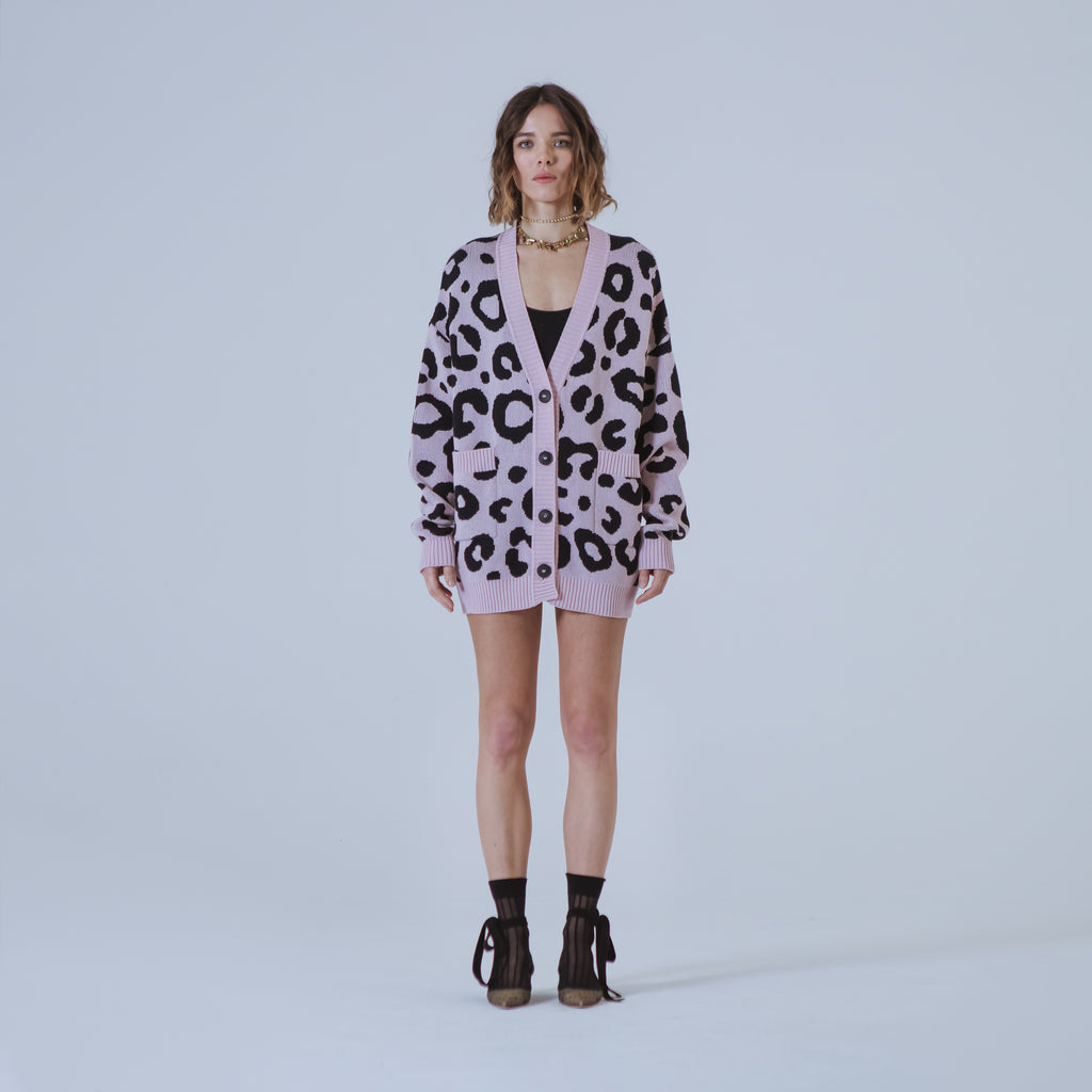 Sveta Milano Cardigan lungo jacquard Georgia in rosa e nero Convenienza