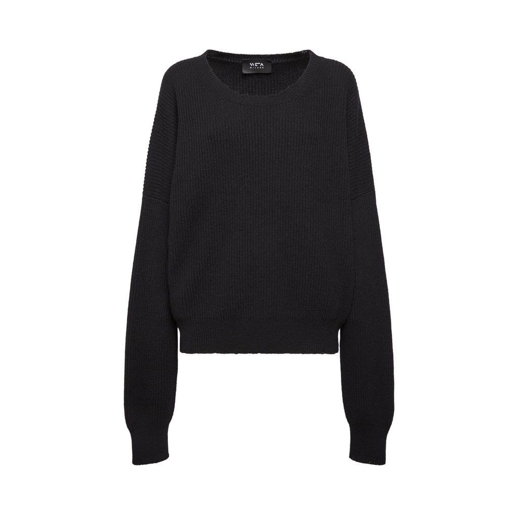 Sveta Milano Maglione girocollo Lilith nero in misto cashmere