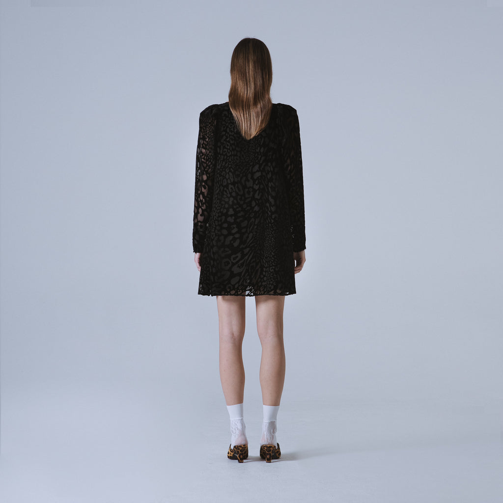 Sveta Milano Abito Yale con motivo leopardo su velluto nero Negozi Online