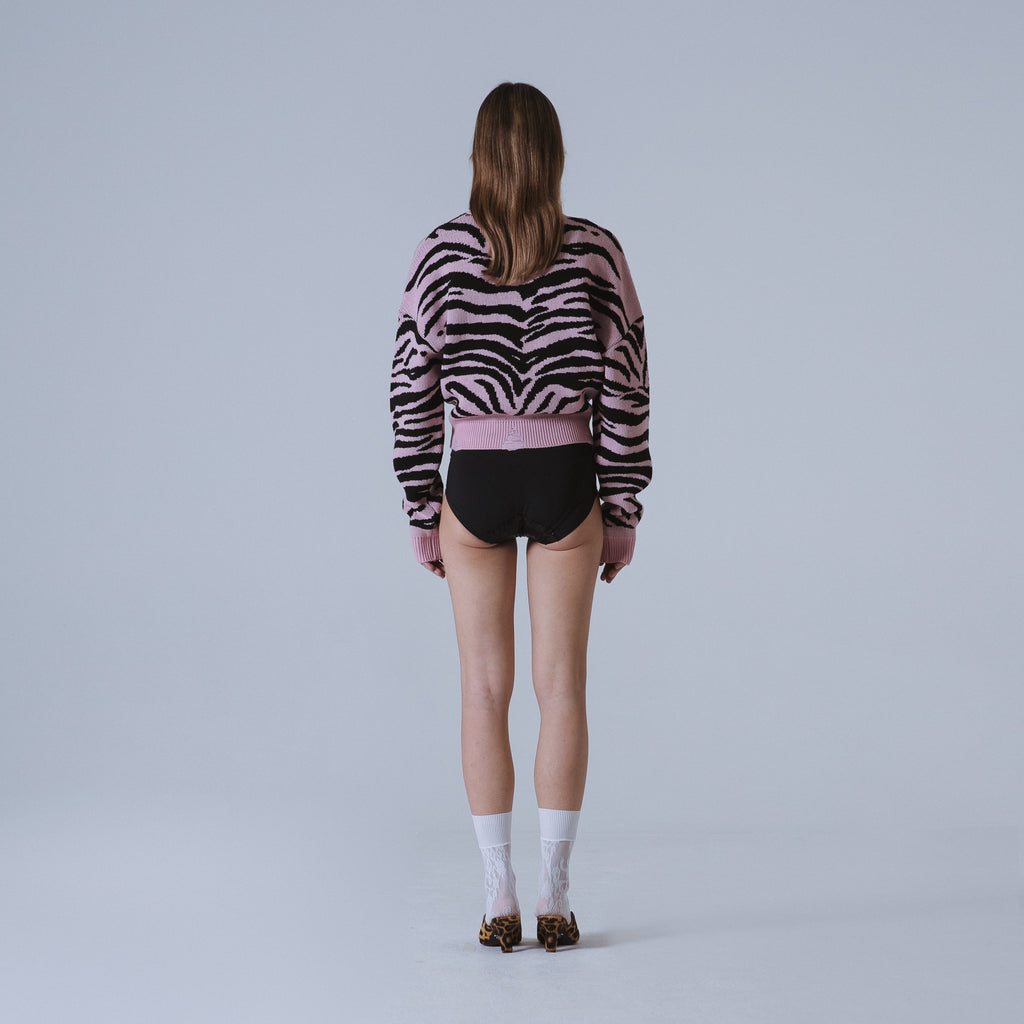 Sveta Milano Cardigan corto jacquard Dakota in rosa e nero Convenienza