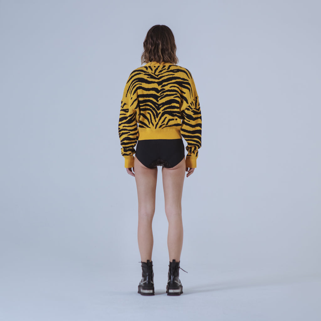 Sveta Milano Cardigan corto jacquard Dakota in giallo e nero Presa