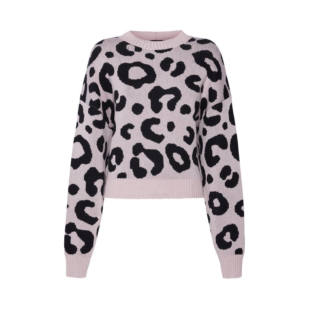 Sveta Milano Maglione girocollo jacquard Denver in rosa e nero