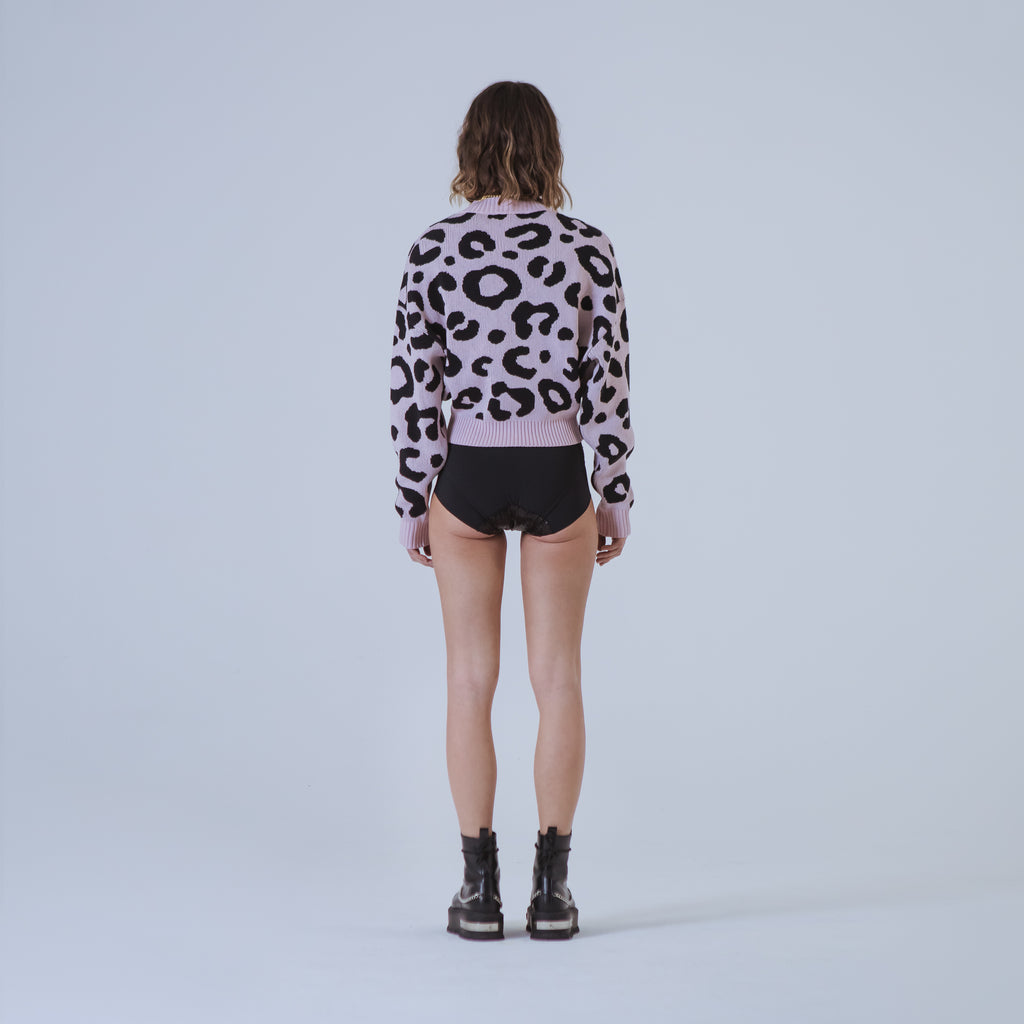 Sveta Milano Maglione girocollo jacquard Denver in rosa e nero Offerta
