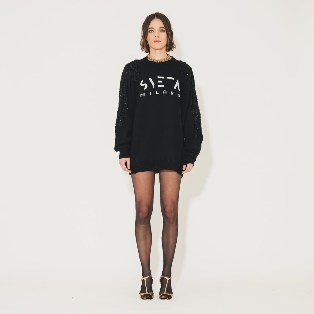 Sveta Milano Maglione lungo Ermione con logo Sveta Milano Saldi