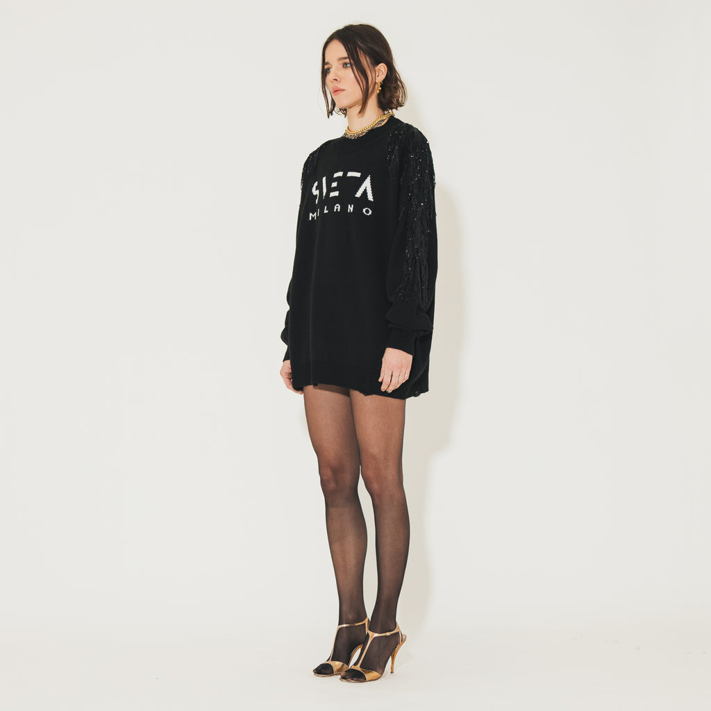 Sveta Milano Maglione lungo Ermione con logo Sveta Milano Saldi