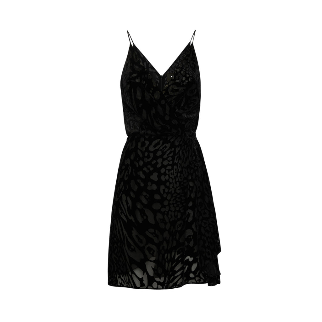 Sveta Milano Abito Nancy in velluto nero con motivo leopardo