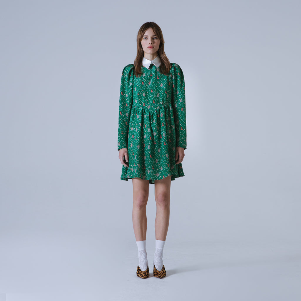 Sveta Milano Abito corto Oxford con stampa floreale su crêpe de chine di seta | Limited Edition Acquista Ora