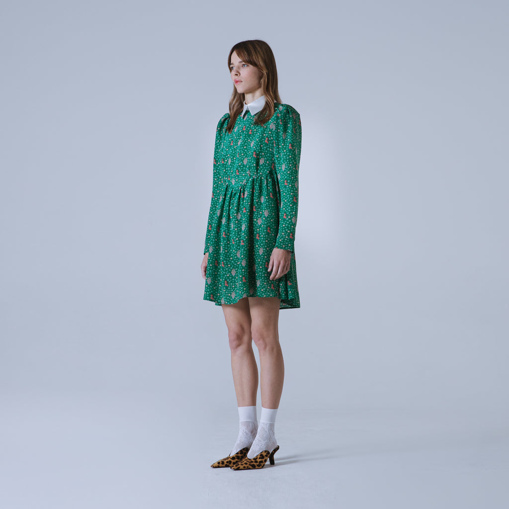 Sveta Milano Abito corto Oxford con stampa floreale su crêpe de chine di seta | Limited Edition Acquista Ora