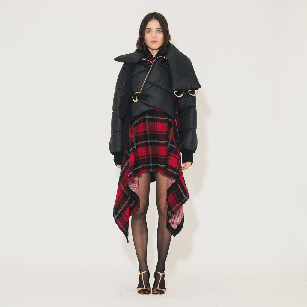 Sveta Milano Poncho in lana Paddington con piumino corto Consegna Veloce