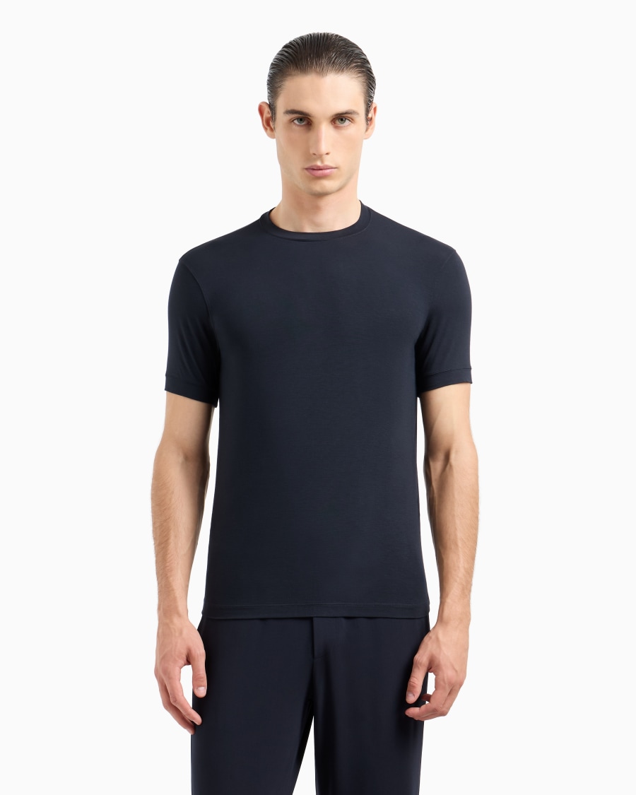 ﻿The world of armani T-SHIRT GIROCOLLO ICON IN JERSEY DI VISCOSA STRETCH Offerta